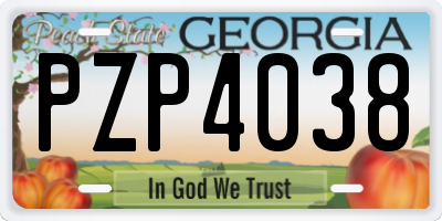 GA license plate PZP4038