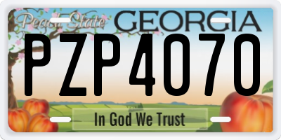 GA license plate PZP4070