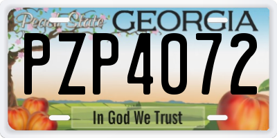 GA license plate PZP4072