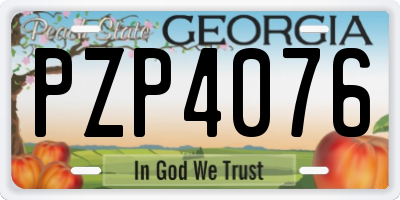 GA license plate PZP4076