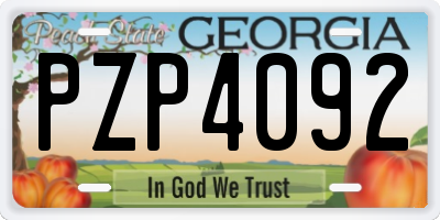 GA license plate PZP4092