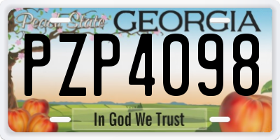 GA license plate PZP4098