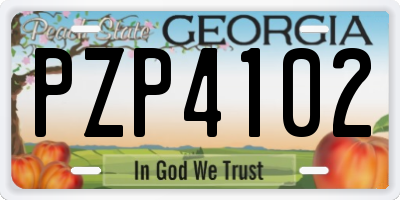 GA license plate PZP4102
