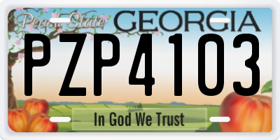 GA license plate PZP4103
