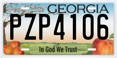 GA license plate PZP4106