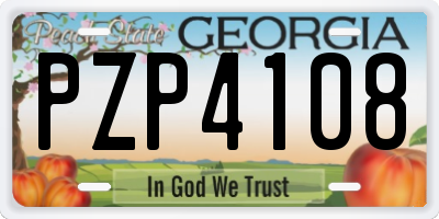 GA license plate PZP4108