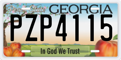 GA license plate PZP4115