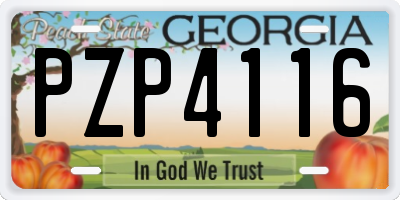 GA license plate PZP4116
