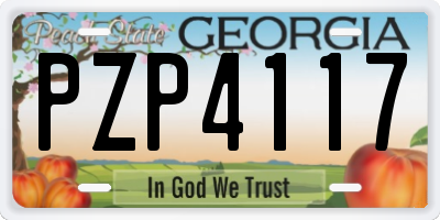 GA license plate PZP4117