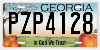 GA license plate PZP4128