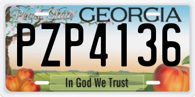 GA license plate PZP4136