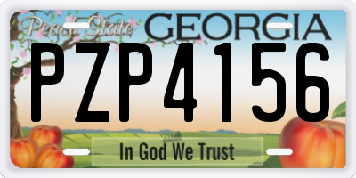 GA license plate PZP4156