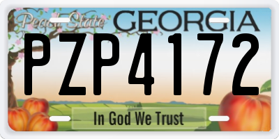 GA license plate PZP4172