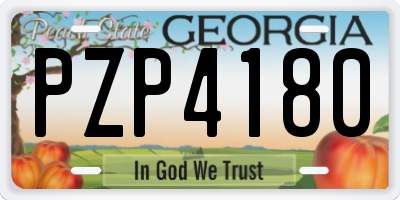 GA license plate PZP4180