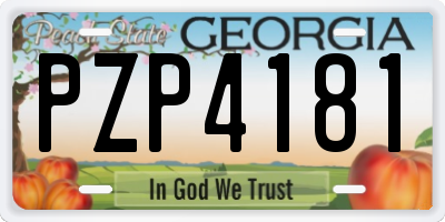 GA license plate PZP4181