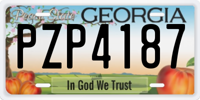 GA license plate PZP4187