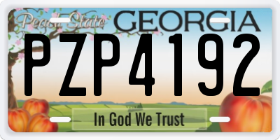 GA license plate PZP4192