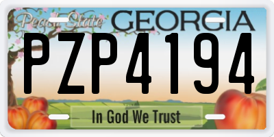 GA license plate PZP4194