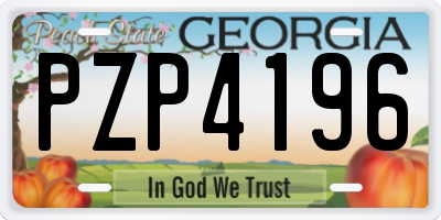 GA license plate PZP4196