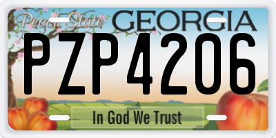 GA license plate PZP4206