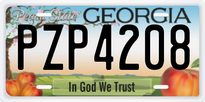 GA license plate PZP4208