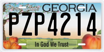 GA license plate PZP4214