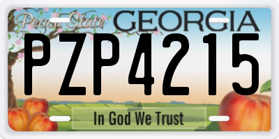 GA license plate PZP4215