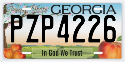 GA license plate PZP4226