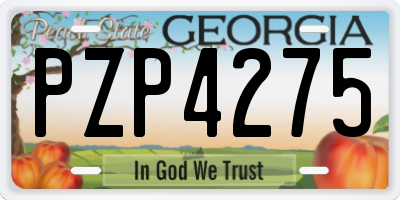 GA license plate PZP4275