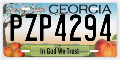 GA license plate PZP4294