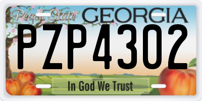GA license plate PZP4302