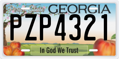 GA license plate PZP4321