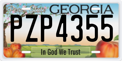 GA license plate PZP4355