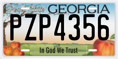 GA license plate PZP4356