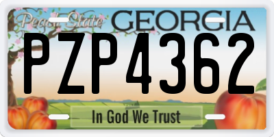 GA license plate PZP4362
