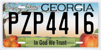 GA license plate PZP4416