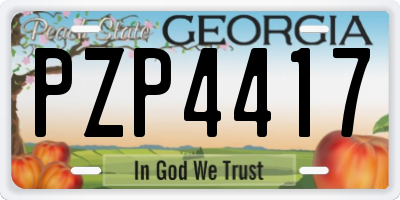 GA license plate PZP4417
