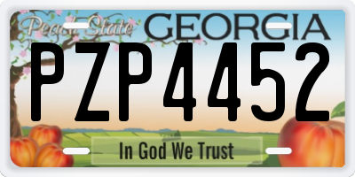 GA license plate PZP4452
