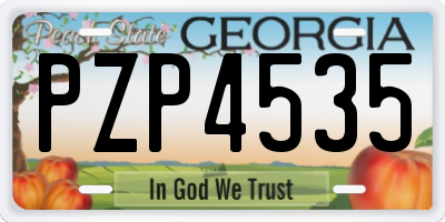 GA license plate PZP4535