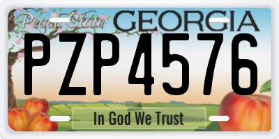 GA license plate PZP4576