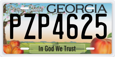 GA license plate PZP4625