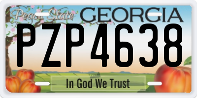 GA license plate PZP4638