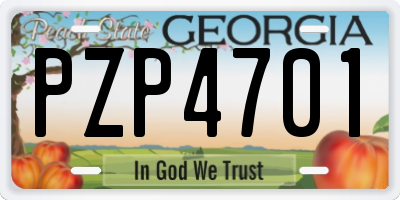 GA license plate PZP4701