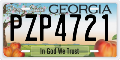 GA license plate PZP4721