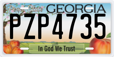 GA license plate PZP4735