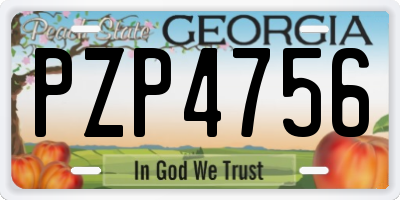 GA license plate PZP4756