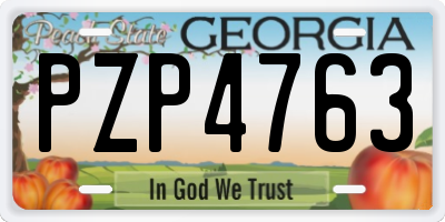 GA license plate PZP4763