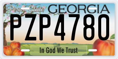 GA license plate PZP4780