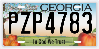 GA license plate PZP4783