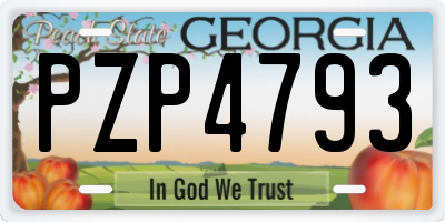 GA license plate PZP4793
